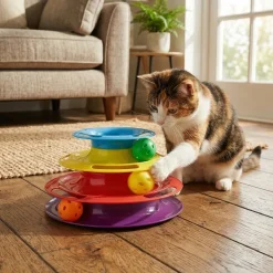 Gioco per Gatti Kitten Spin Tower 3 Palline con Sonaglini