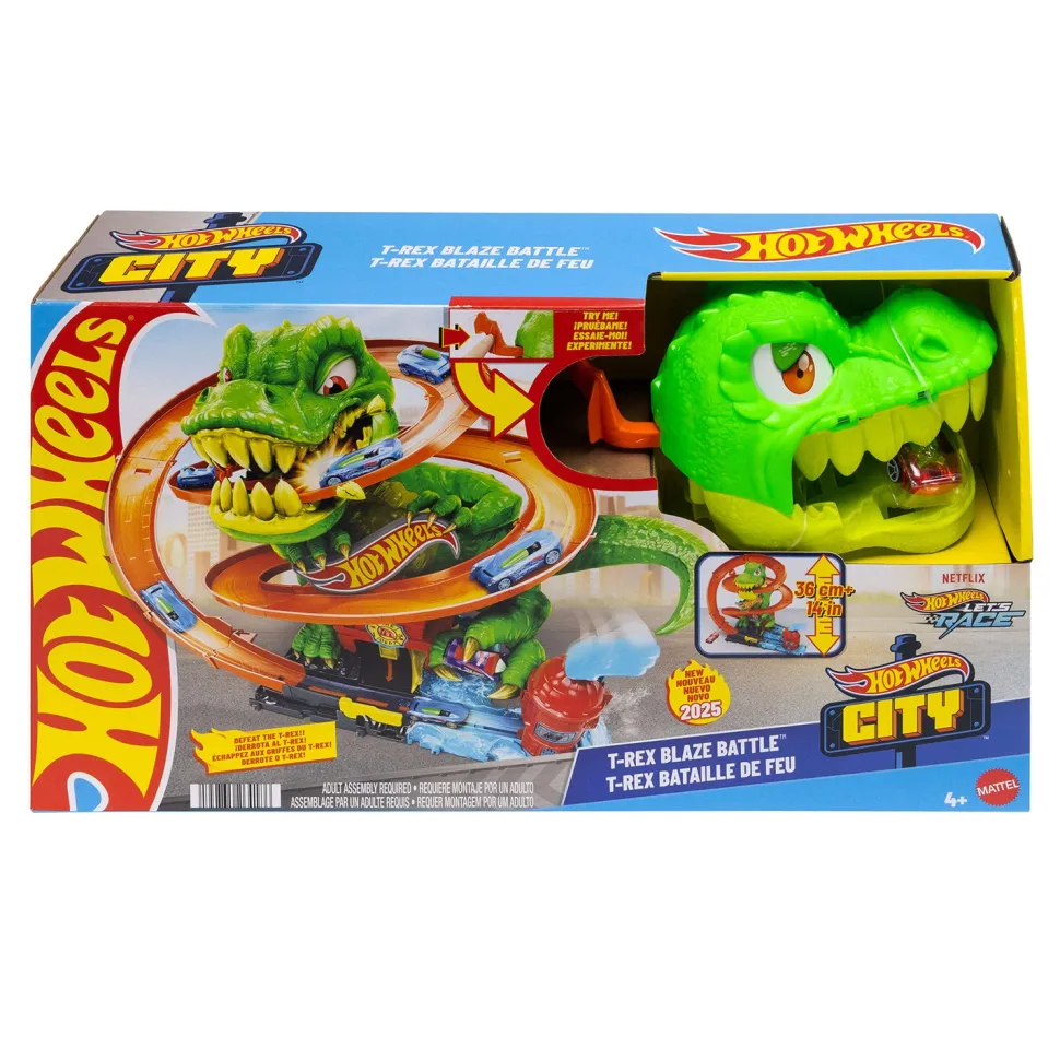 Hot Wheels City T-Rex Battaglia Infuocata – Playset con Macchinina 1:64