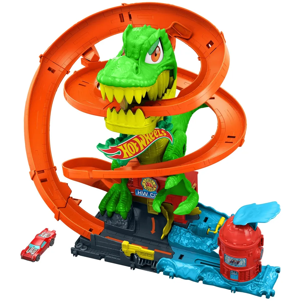 Hot Wheels City T-Rex Battaglia Infuocata – Playset con Macchinina 1:64