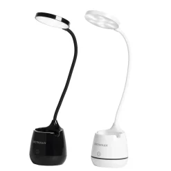 Lampada da Scrivania LED con Portapenne e Stand Smartphone Ricarica USB