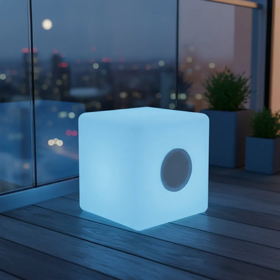 Lampada LED Ricaricabile Multicolor con Speaker Bluetooth MooNy 20x20 cm