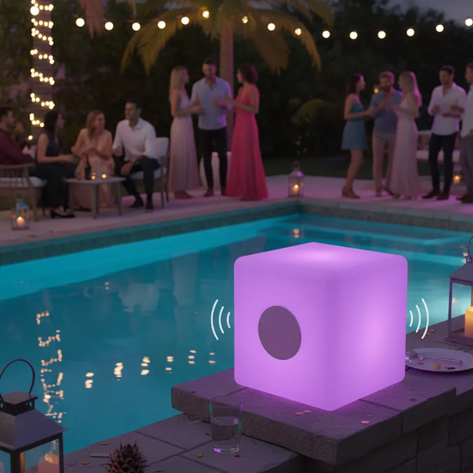 Lampada LED Ricaricabile Multicolor con Speaker Bluetooth MooNy 20x20 cm