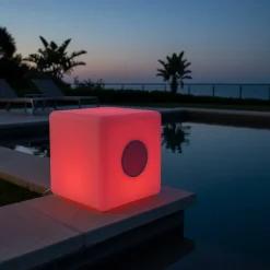 Lampada LED Ricaricabile Multicolor con Speaker Bluetooth MooNy 20x20 cm