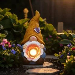 Lampada Solare Decorativa da Giardino Gnomo Luce Calda h38 cm