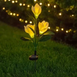 Lampada Solare LED a Fiori Luce Calda da Giardino h70 cm