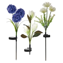 Lampada Solare LED a Fiori Luce Calda da Giardino h70 cm