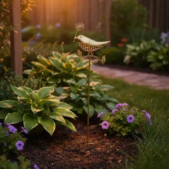 Lampada Solare Led da giardino Uccellino Decorativo h80 cm