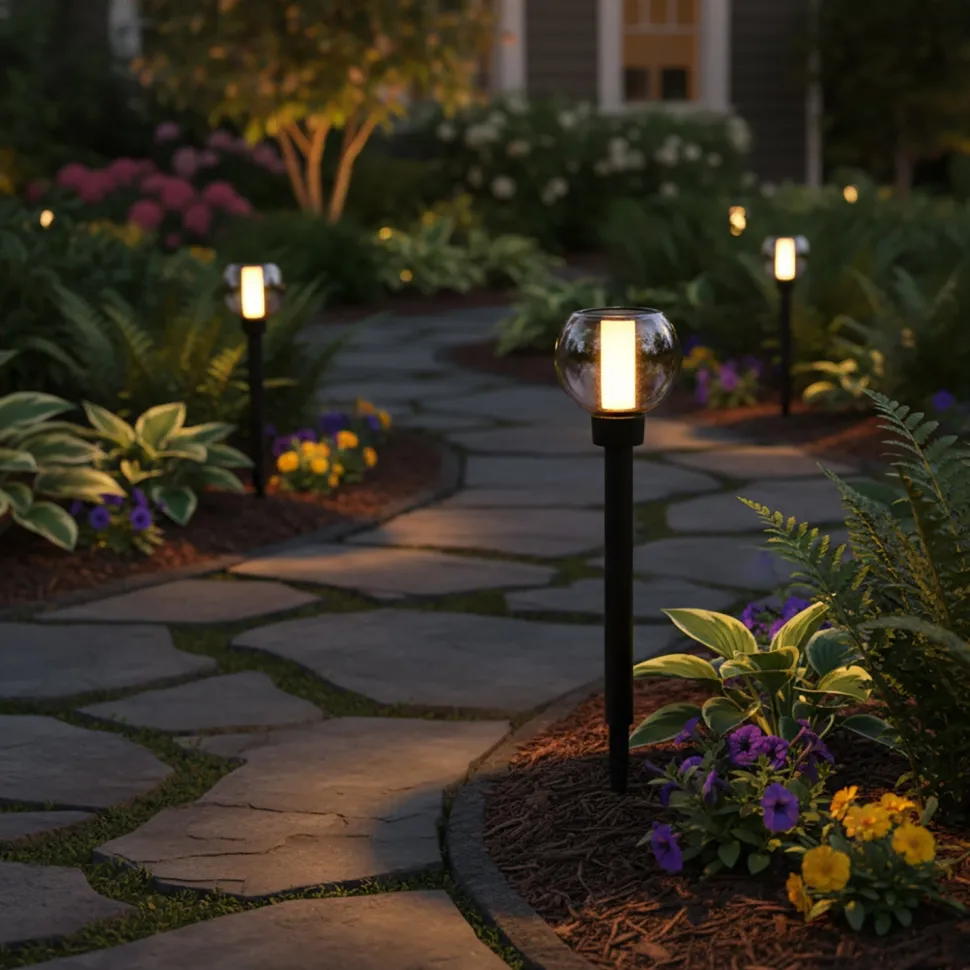 Lampada Solare LED da giardino con Globo Luce Calda h37,8 cm