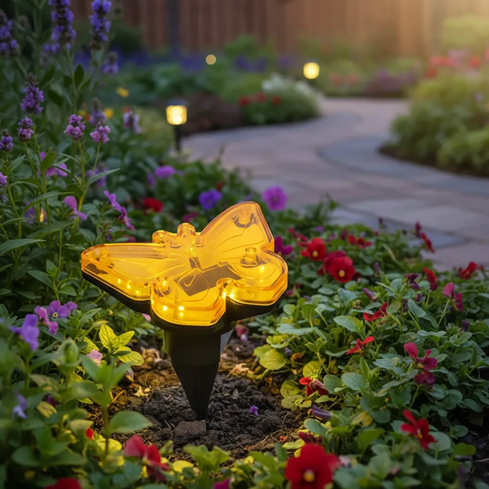 Lampada Solare Led da giardino Decorativa a Forma di Farfalla