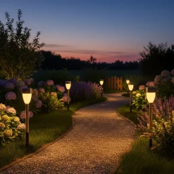 Lampada Solare Led da giardino in Acciaio Inox Effetto Fiamma Luce Calda