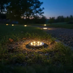 Lampada Solare LED da giardino Luce Calda diametro 6,5 cm