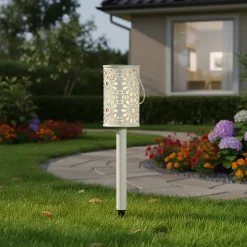 Lampada Solare Led da giardino in metallo con picchetto h40,5 cm