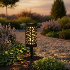 Lampada Solare LED da giardino con Picchetto Estendibile Luce Calda h37/28 cm