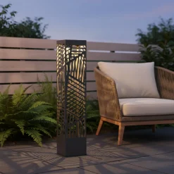 Lampada Solare Led da giardino in metallo Nera h100 cm