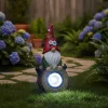 Lampada Solare Led Decorativa da Giardino Gnomo Luce Fredda h27 cm
