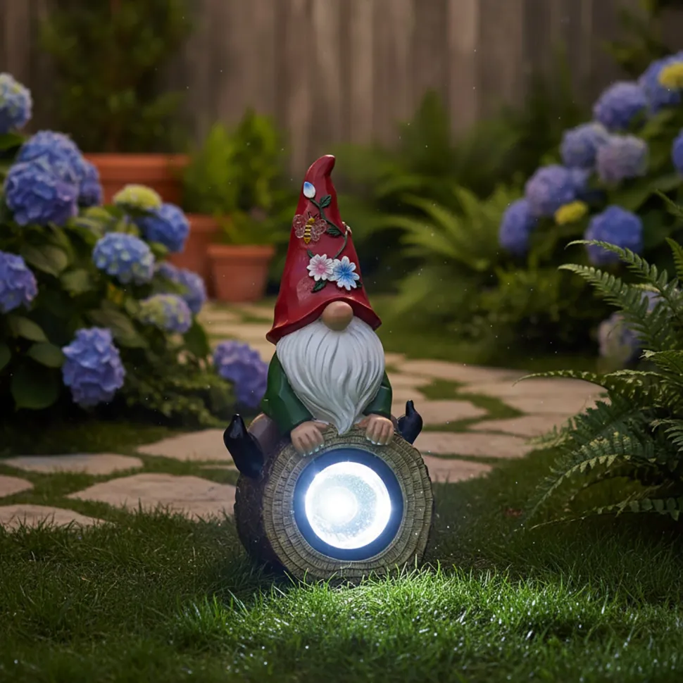 Lampada Solare Led Decorativa da Giardino Gnomo Luce Fredda h27 cm