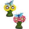 Lampada Solare LED Decorativa da Giardino Fiori Luce Calda h30 cm