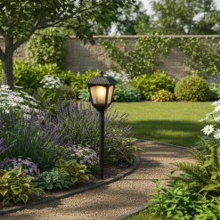 Lampione LED Solare 2 in 1 da Giardino Luce Calda con Base e Picchetto