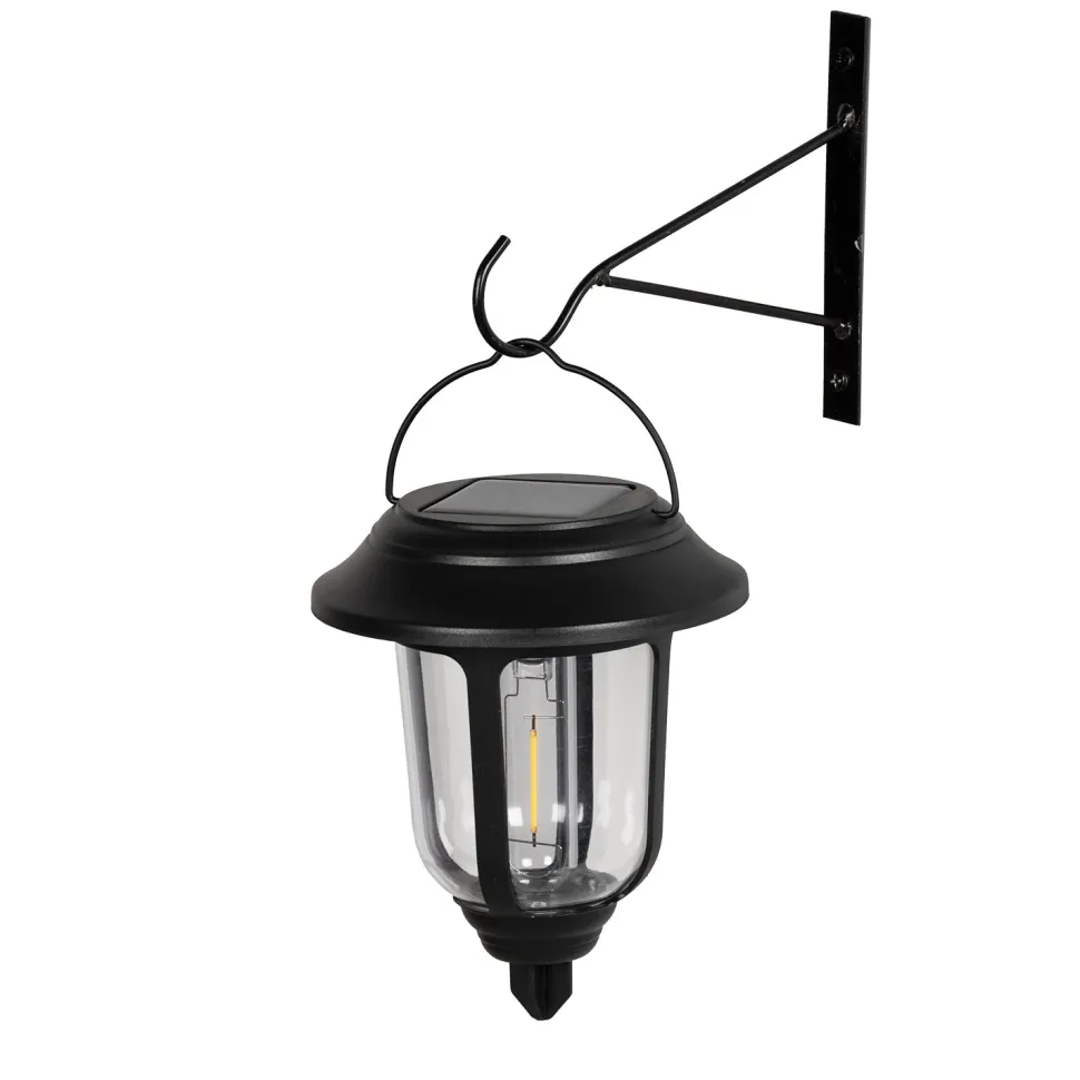 Lanterna Solare LED da giardino con Supporto a parete Luce Calda h15/18 cm
