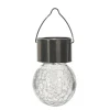 Lanterna Solare LED da giardino in Vetro e Acciaio Inox Luce Calda diametro 6 cm