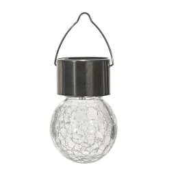 Lanterna Solare LED da giardino in Vetro e Acciaio Inox Luce Calda diametro 6 cm