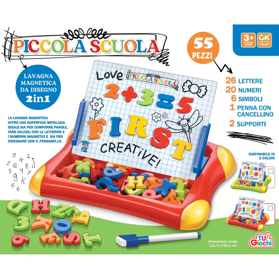 Lavagna Magnetica da disegno 2 in 1 Piccola Scuola 55 pezzi