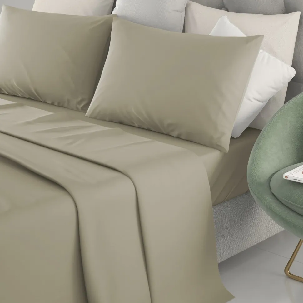 Lenzuola Completo letto Matrimoniale Marta Sabbia 250x290 cm