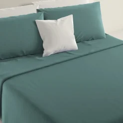 Lenzuola Completo Letto Matrimoniale Marta Verde Petrolio 250x290 cm