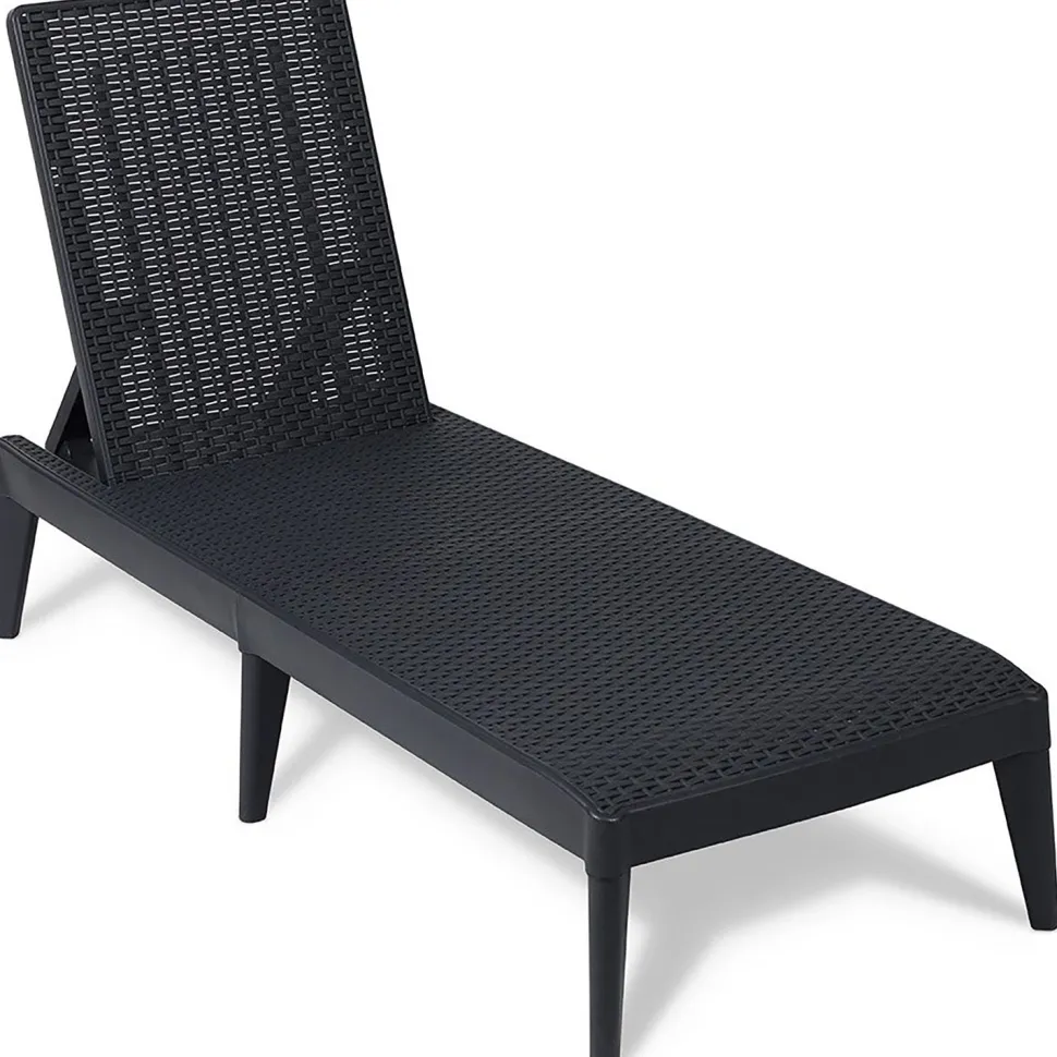 Lettino da esterno Numana Effetto Rattan Antracite con schienale regolabile