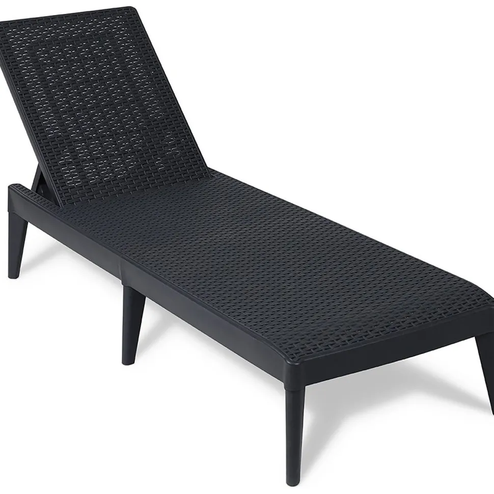 Lettino da esterno Numana Effetto Rattan Antracite con schienale regolabile