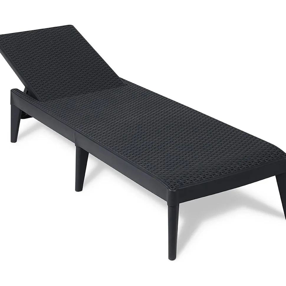 Lettino da esterno Numana Effetto Rattan Antracite con schienale regolabile