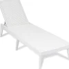 Lettino da esterno Numana Effetto Rattan Bianco con schienale regolabile