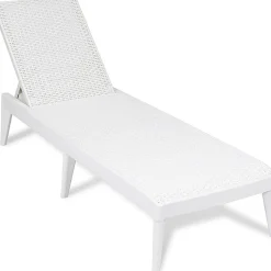 Lettino da esterno Numana Effetto Rattan Bianco con schienale regolabile