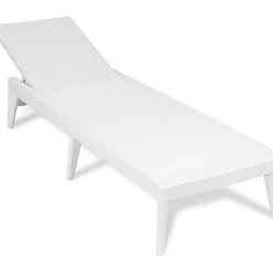 Lettino da esterno Numana Effetto Rattan Bianco con schienale regolabile