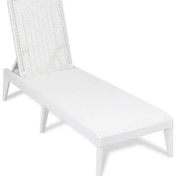 Lettino da esterno Numana Effetto Rattan Bianco con schienale regolabile