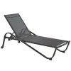 Lettino Sdraio in Acciaio e Tessuto Antracite con Ruote e Schienale Regolabile h33x193x73 cm