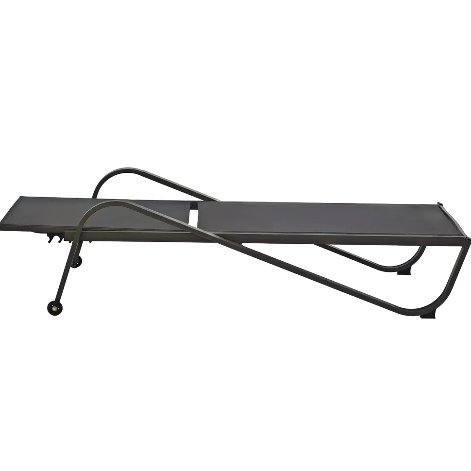 Lettino Sdraio in Acciaio e Tessuto Antracite con Ruote e Schienale Regolabile h33x193x73 cm
