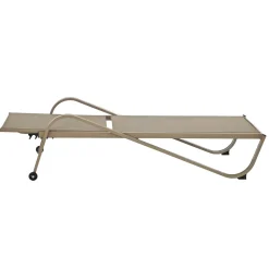 Lettino Sdraio in Acciaio e Tessuto Tortora con Ruote e Schienale Regolabile h33x193x73 cm