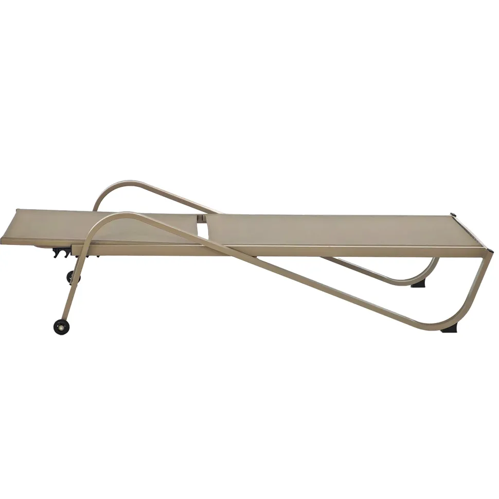 Lettino Sdraio in Acciaio e Tessuto Tortora con Ruote e Schienale Regolabile h33x193x73 cm