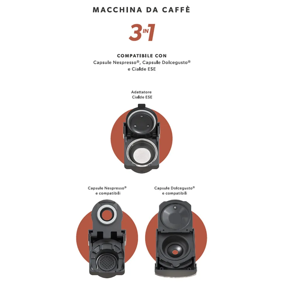 Macchina da caffè 3 in 1 Jeanette White 1450 Watt