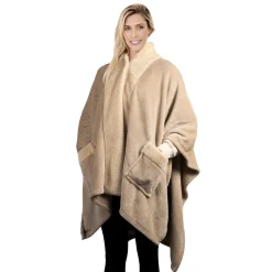 Mantella Flannel con Tasche in Pelliccia Sintetica h160x130 cm
