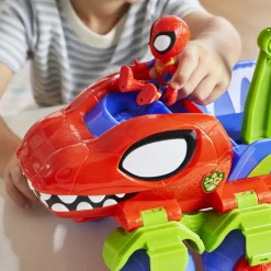 Marvel Spidey and His Amazing Friends Dino-Webs Crawler con Spidey e Goblin Raptor