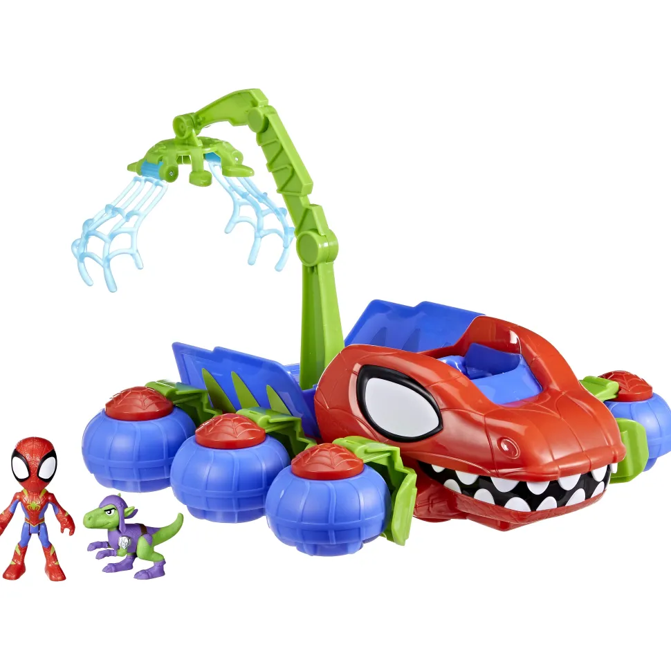 Marvel Spidey and His Amazing Friends Dino-Webs Crawler con Spidey e Goblin Raptor