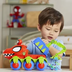 Marvel Spidey and His Amazing Friends Dino-Webs Crawler con Spidey e Goblin Raptor