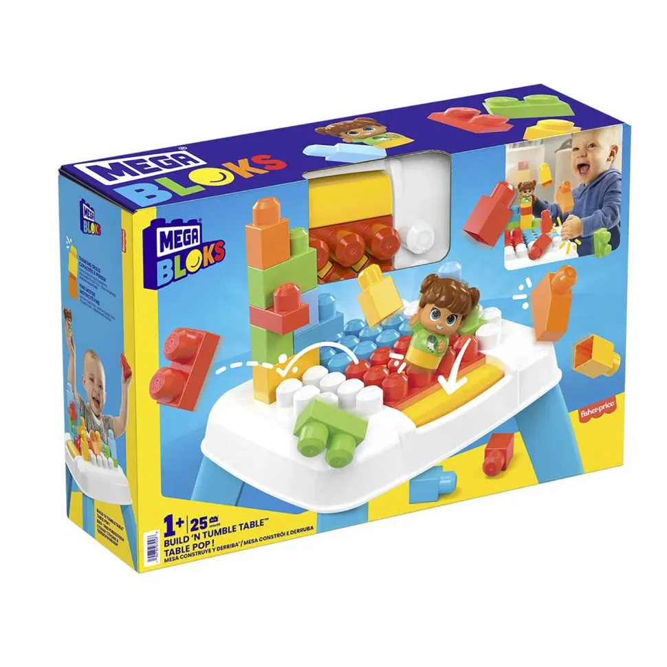 Mega Bloks Tavolo Costruzioni Bimbi 1+ con Blocchi e Personaggio