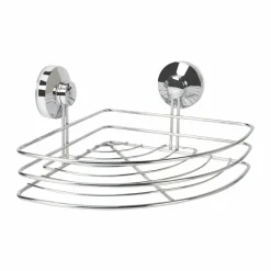 Mensola Angolare Bagno in Metallo Cromato con Ventose Linea Barlow 27x20,5 cm