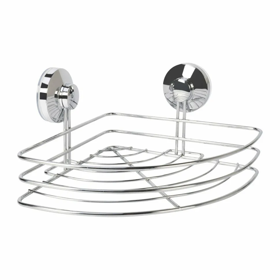Mensola Angolare Bagno in Metallo Cromato con Ventose Linea Barlow 27x20,5 cm