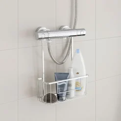 Mensola da bagno Portaoggetti con ganci Alluminium Cromo