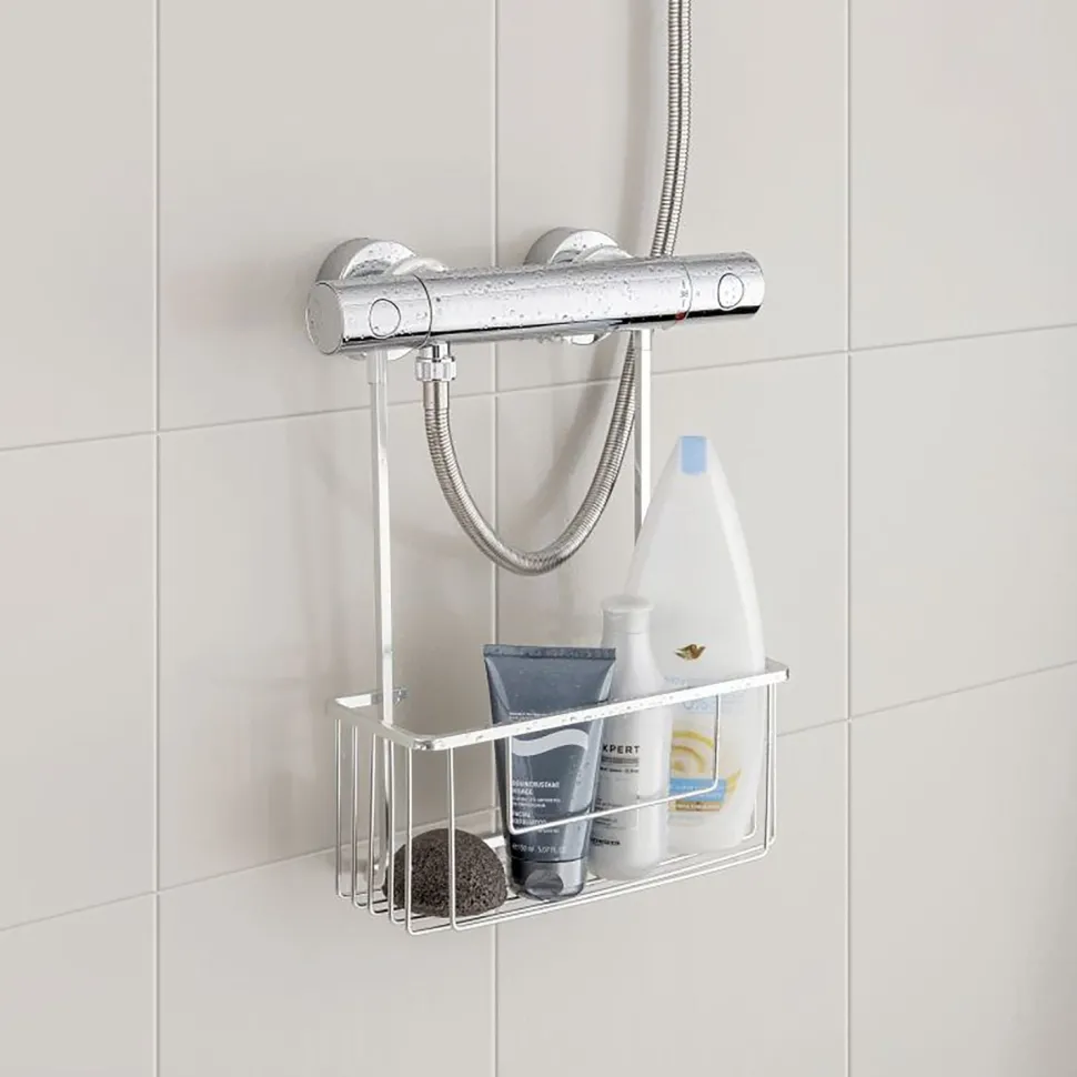 Mensola da bagno Portaoggetti con ganci Alluminium Cromo