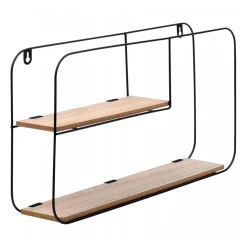 Mensola da Parete 2 Ripiani Wandrek in ferro e MDF h29x52 cm